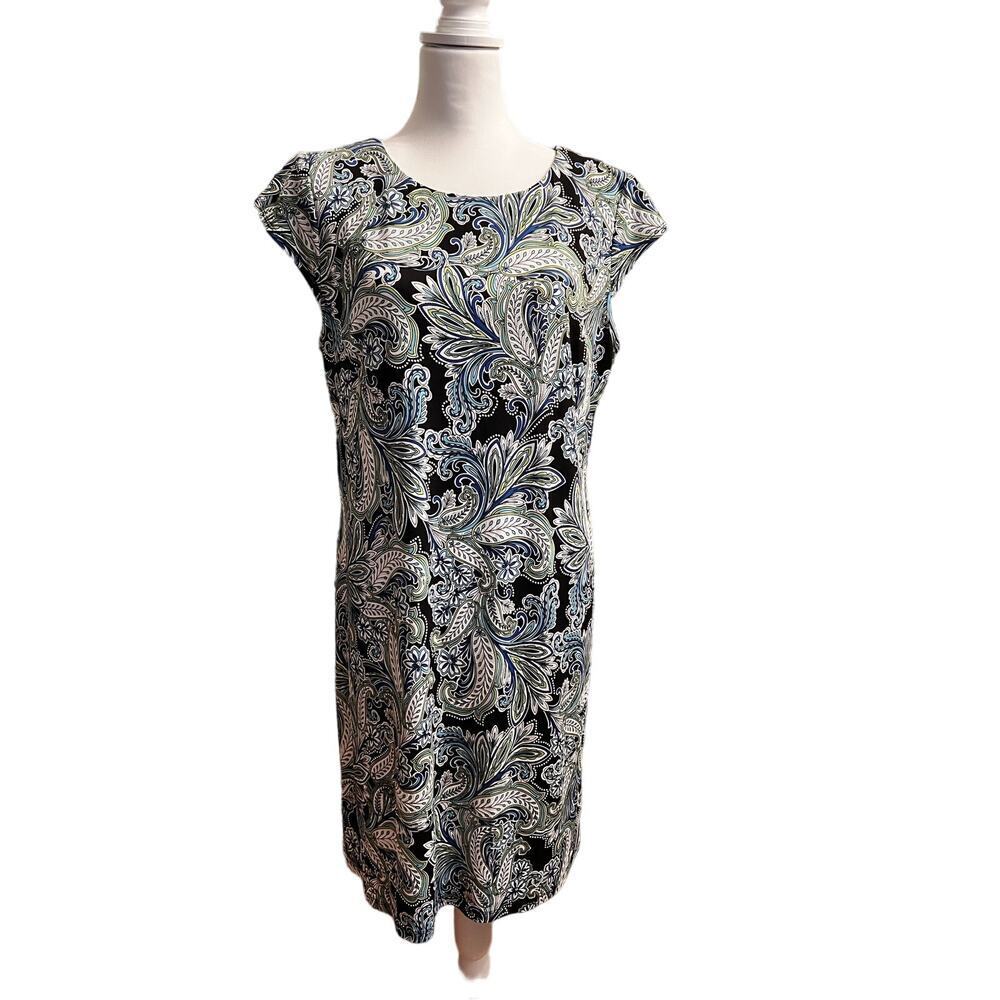 Liz Claiborne dress cap sleeves multicolored paisleys size 12